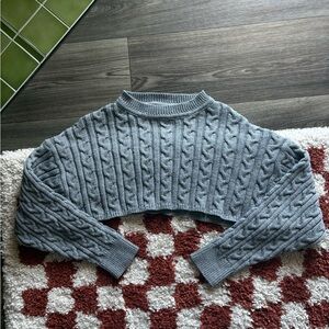 Day & Night Gray Cable-Knit Cropped Sweater - Women